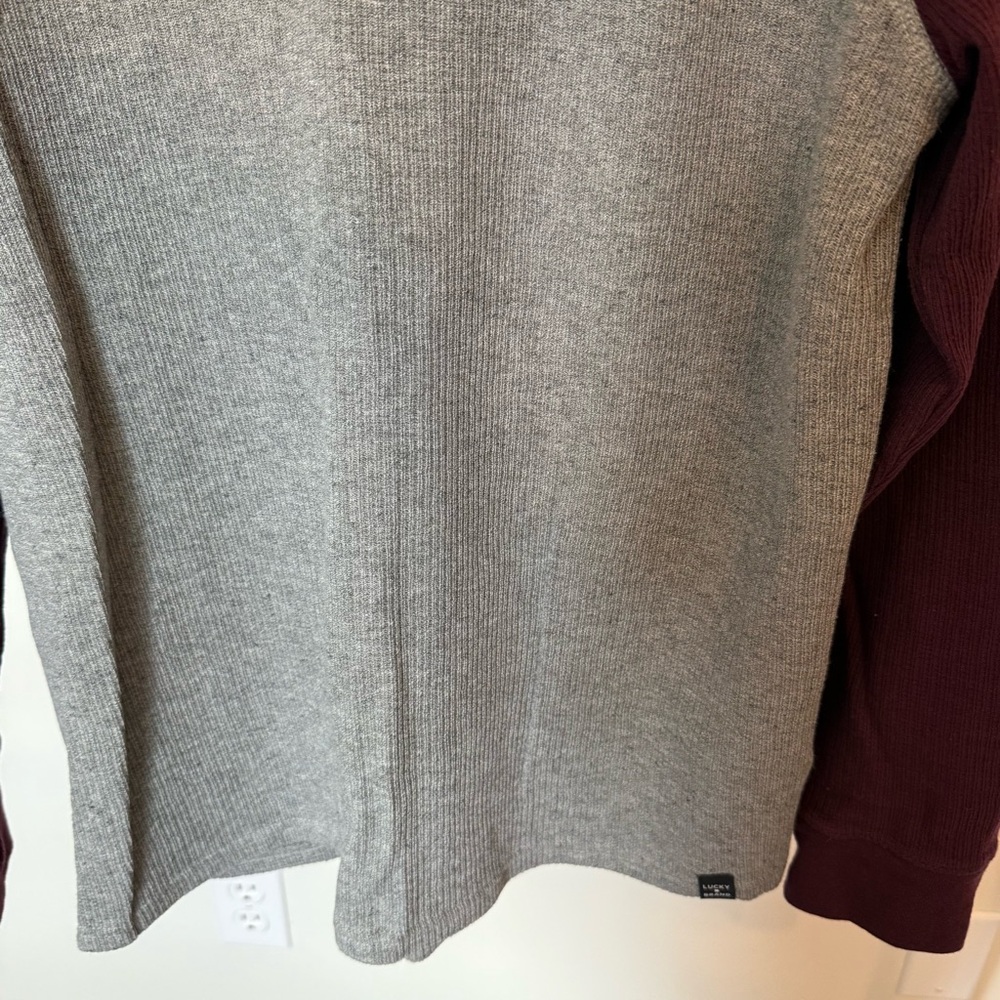 Lucky Brand Gray and Maroon Raglan Thermal Long Sleeve Tee - Picture 3 of 5